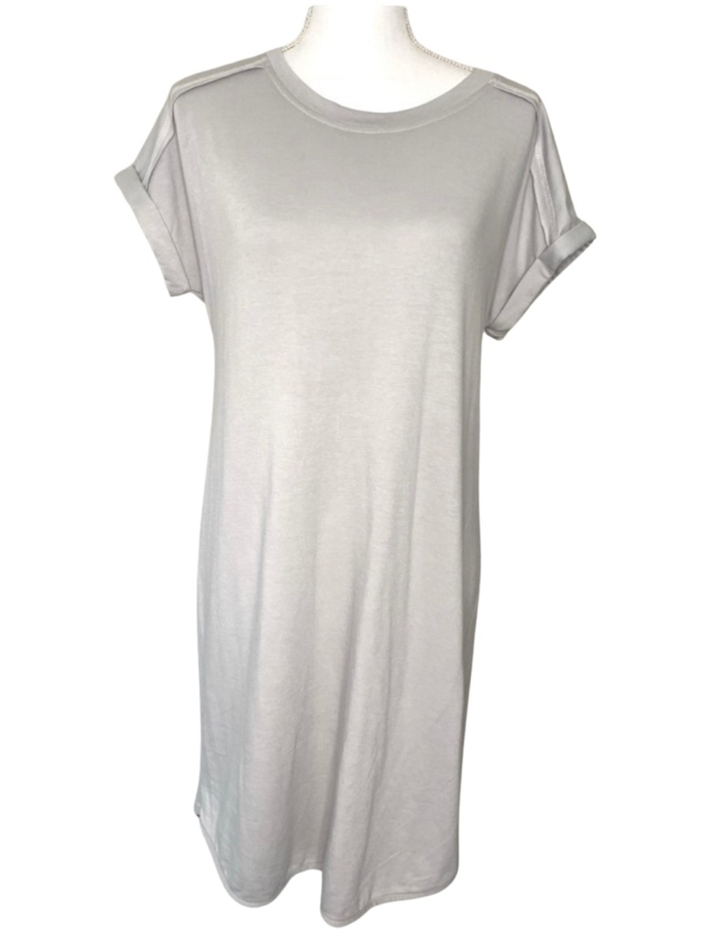 New Directions Gray Women Short Sleeve Crew Neck  Dress Size Medium